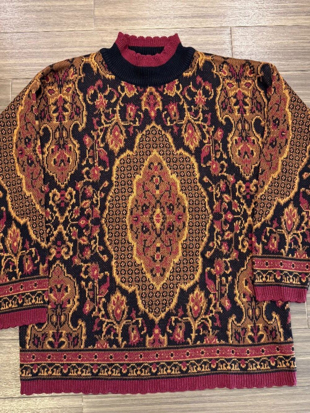 Vintage Potomac Collection Sweater Womens M Geometric Turtleneck Scalloped